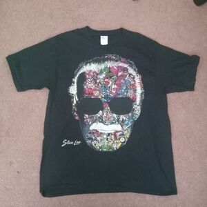 Marvel Stan Lee Port and Company Black Tee with Colorful Face Compilation Sz L
